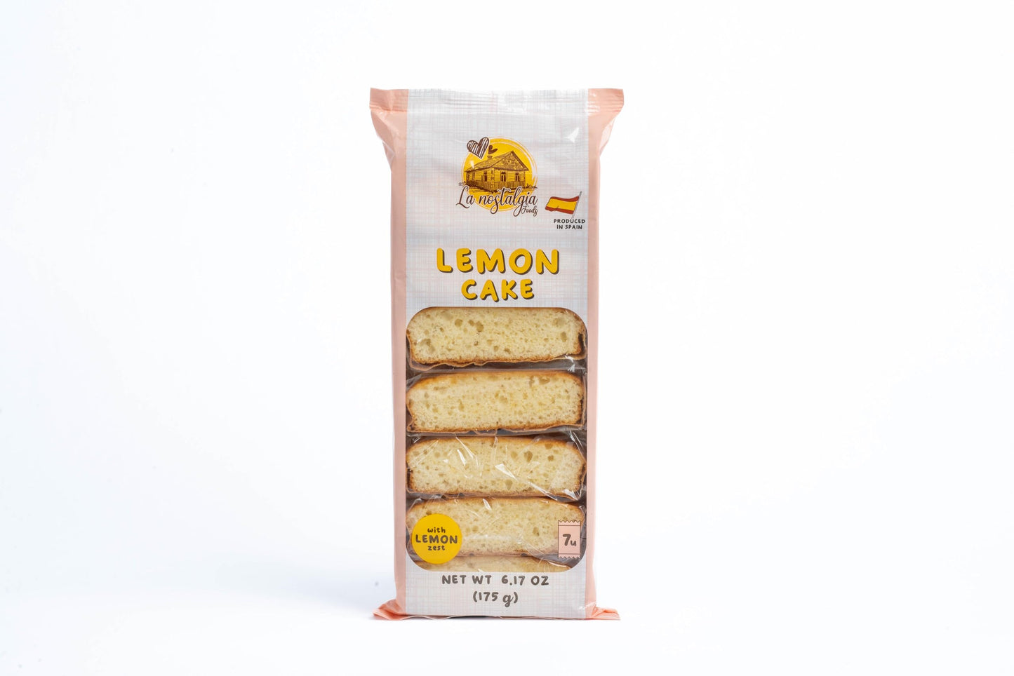 La Nostalgia Lemon Cake with Real Lemon Zest, 6.17 oz, Made in Spain