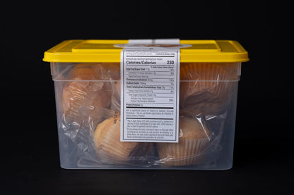 La Nostalgia Foods Magdalenas, 1 tuppers Halal. Spanish Style Fairy Cakes, 12.35 oz each Tupper, with 14 mini muffins,twin pack on each