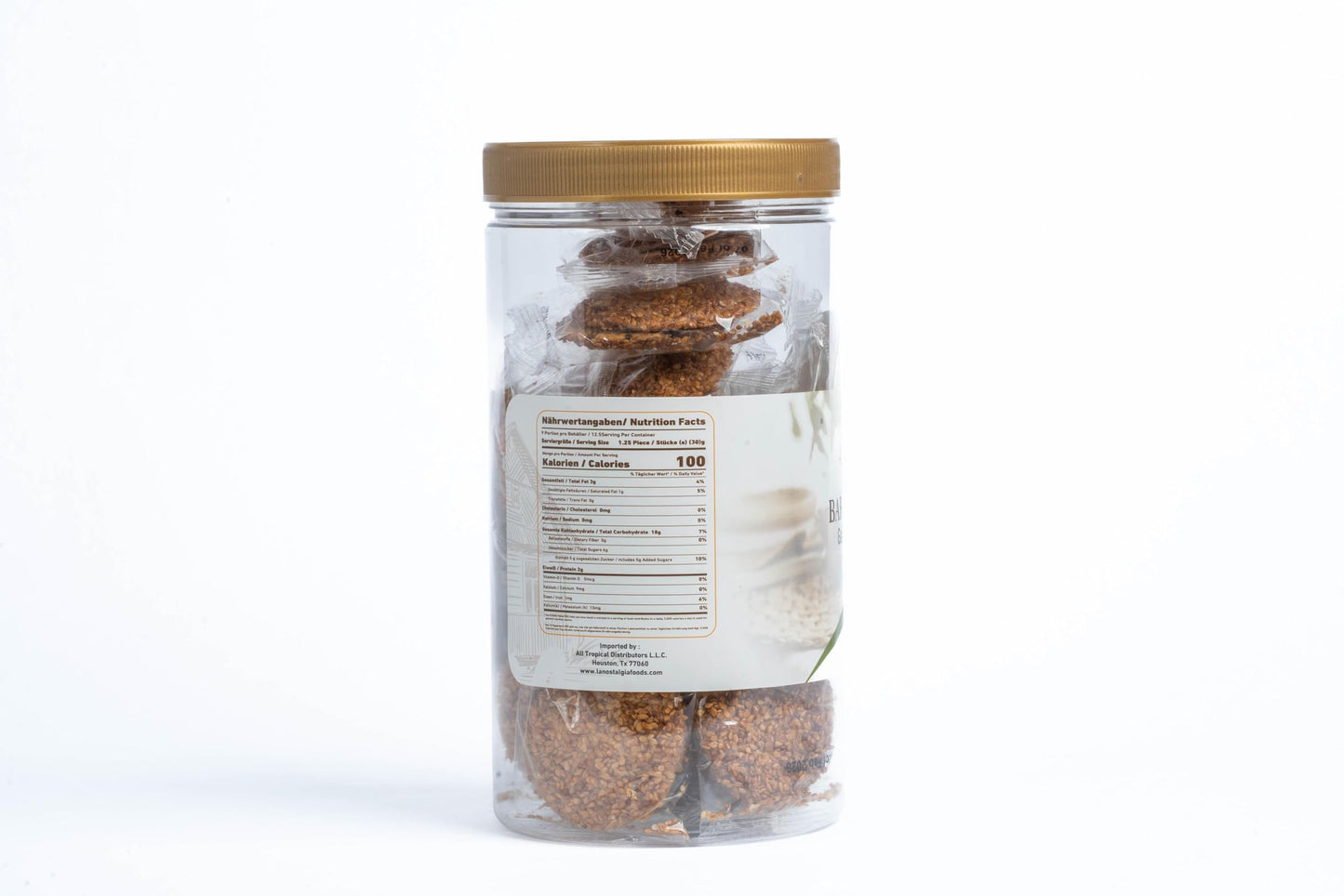 La Nostalgia Foods Barazek Sweets, Sesame seeds and pistachio Cookie, Halal, Jars, 350g (12.3oz) each jar.